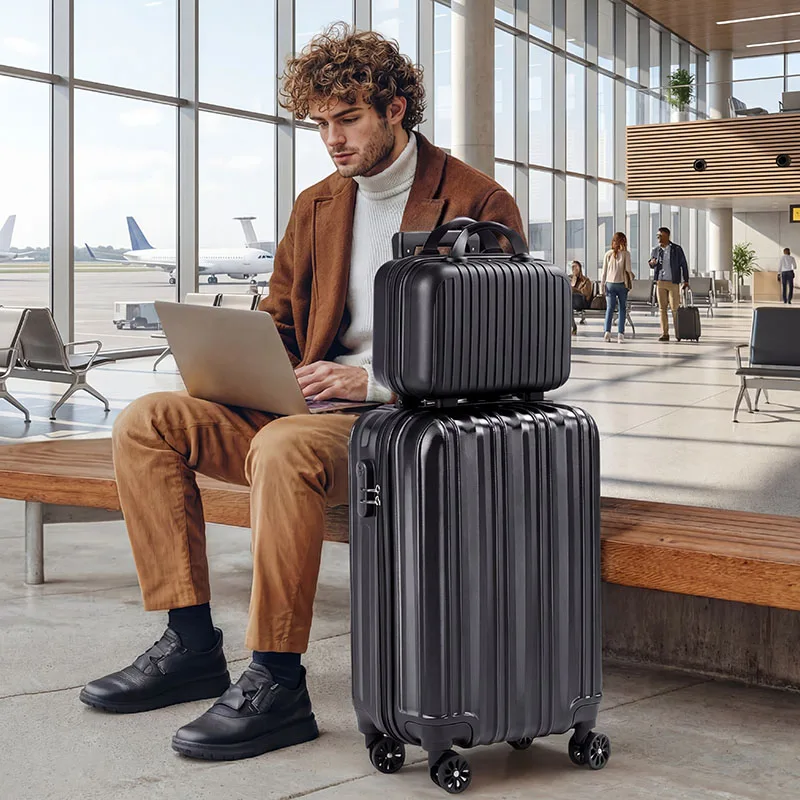 2 Piece Hardside Luggage Set – 20 Inch Carry On Suitcase with TSA Lock, USB Port &amp; Silent Spinner Wheels, Lightweight PC+ABS Travel Luggage for Business Trip