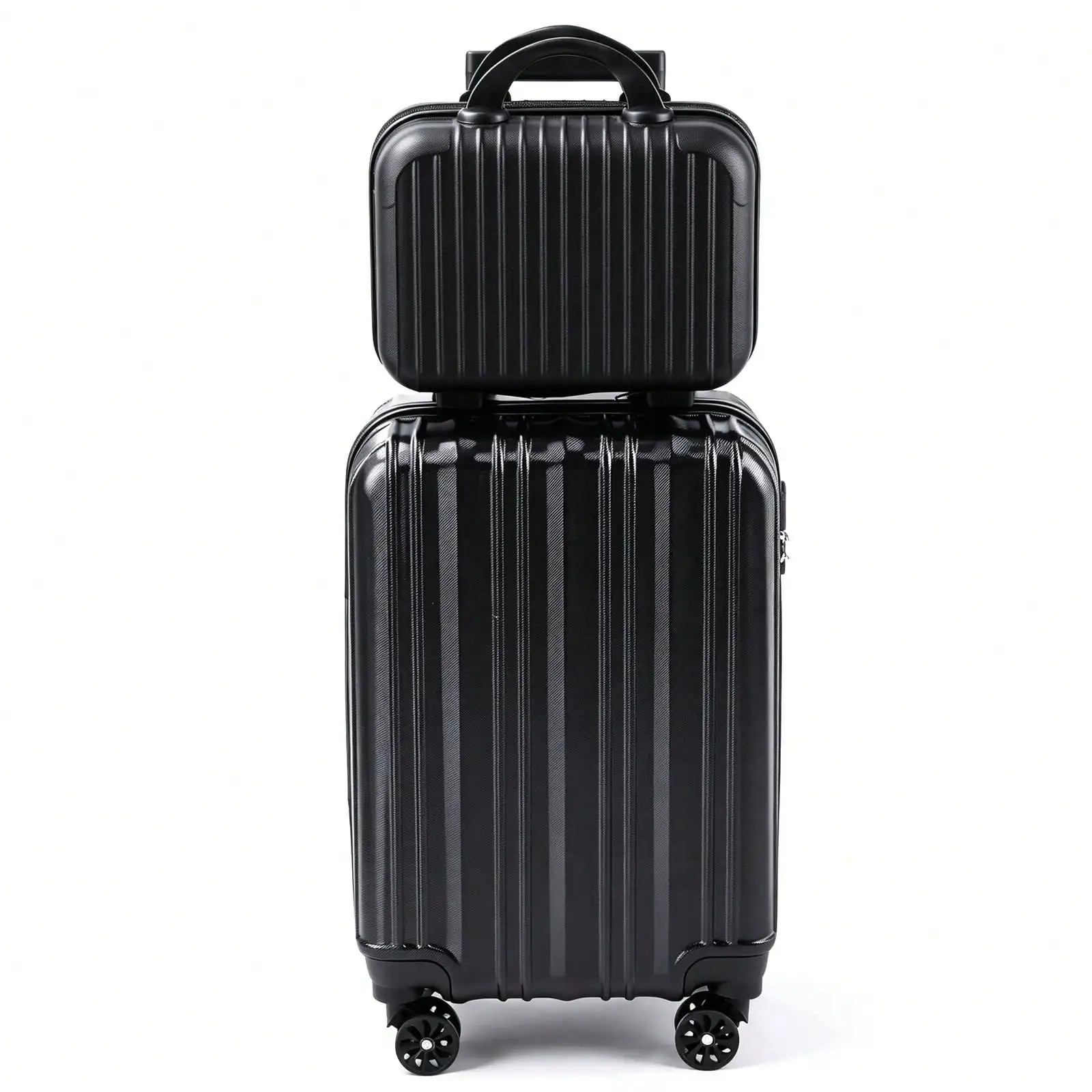 2-Piece Hardside Luggage Set, Vertical Stripe Spinner Suitcase with Matching Carry On Case, Lightweight Rolling Travel Luggage Equipped with TSA Lock, Smooth 360° Spinner Wheels, Durable Travel Set for Weekend Getaways, Business Trips and Family Vacation - Image 8