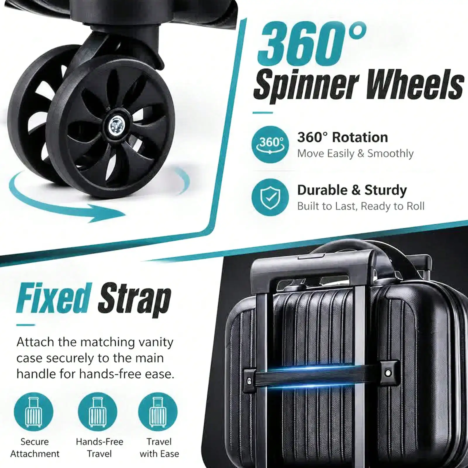 2-Piece Hardside Luggage Set, Vertical Stripe Spinner Suitcase with Matching Carry On Case, Lightweight Rolling Travel Luggage Equipped with TSA Lock, Smooth 360° Spinner Wheels, Durable Travel Set for Weekend Getaways, Business Trips and Family Vacation