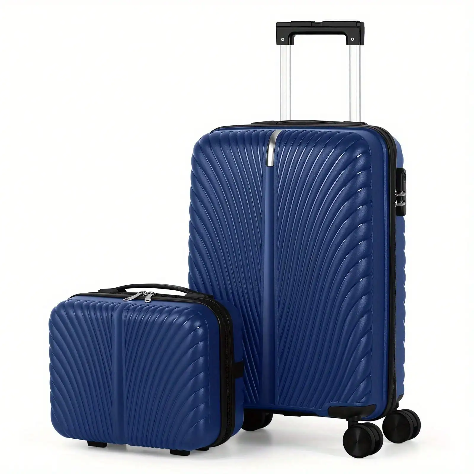 2-Piece Blue Lightweight Carry-On Spinner Luggage Set, Hardside Rolling Suitcases with 360° Silent Spinner Wheels, Airline Approved Cabin Size Luggage for Men & Women, Durable Travel Suitcase Bundle for Weekend Getaways, Short Business Trips and Family - Image 6