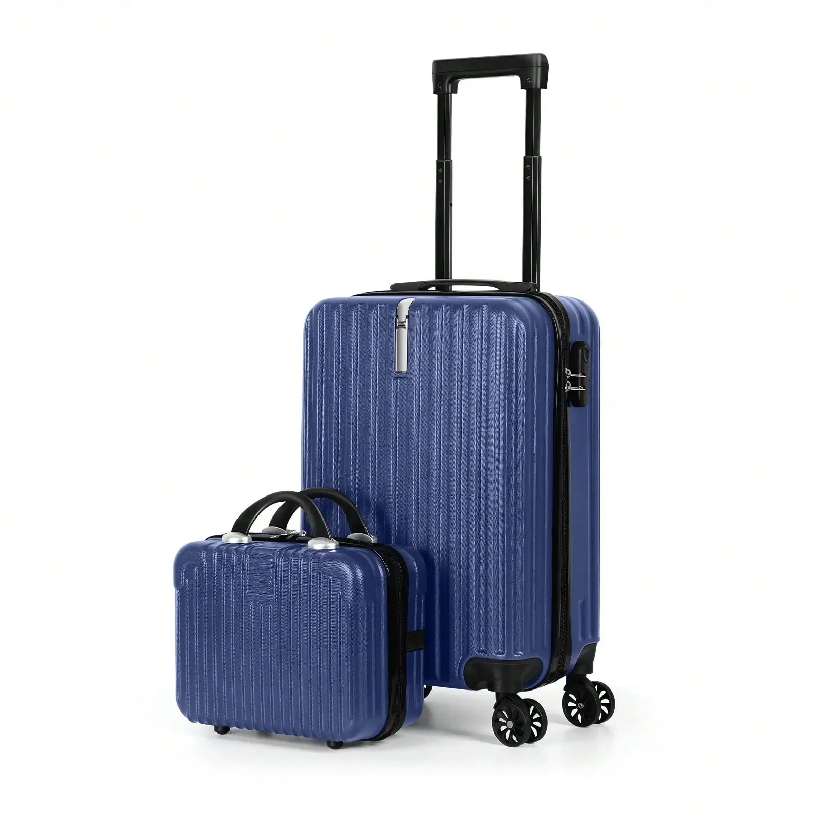 2-Piece Blue Lightweight Carry-On Spinner Luggage Set, Hardside Rolling Suitcases with 360° Silent Spinner Wheels, Airline Approved Cabin Size Luggage for Men & Women, Durable Travel Suitcase Bundle for Weekend Getaways, Short Business Trips and Family