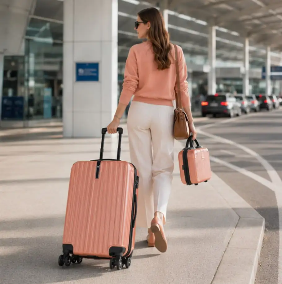 2-Piece Blue Lightweight Carry-On Spinner Luggage Set, Hardside Rolling Suitcases with 360° Silent Spinner Wheels, Airline Approved Cabin Size Luggage for Men & Women, Durable Travel Suitcase Bundle for Weekend Getaways, Short Business Trips and Family