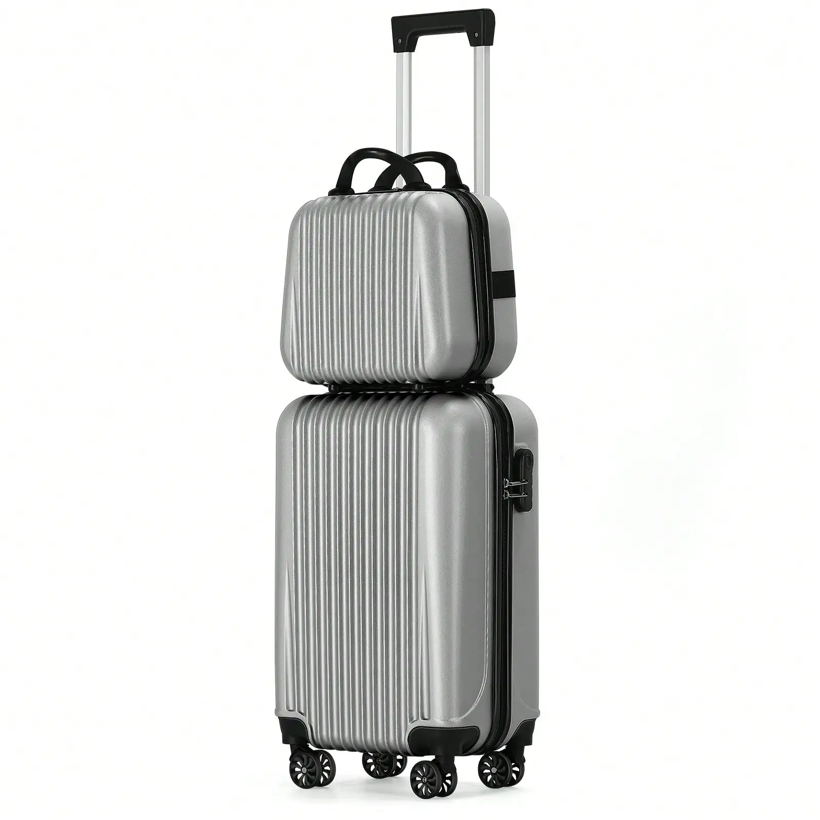 2-Piece Blue Lightweight Carry-On Spinner Luggage Set, Hardside Rolling Suitcases with 360° Silent Spinner Wheels, Airline Approved Cabin Size Luggage for Men & Women, Durable Travel Suitcase Bundle for Weekend Getaways, Short Business Trips and Family - Image 4