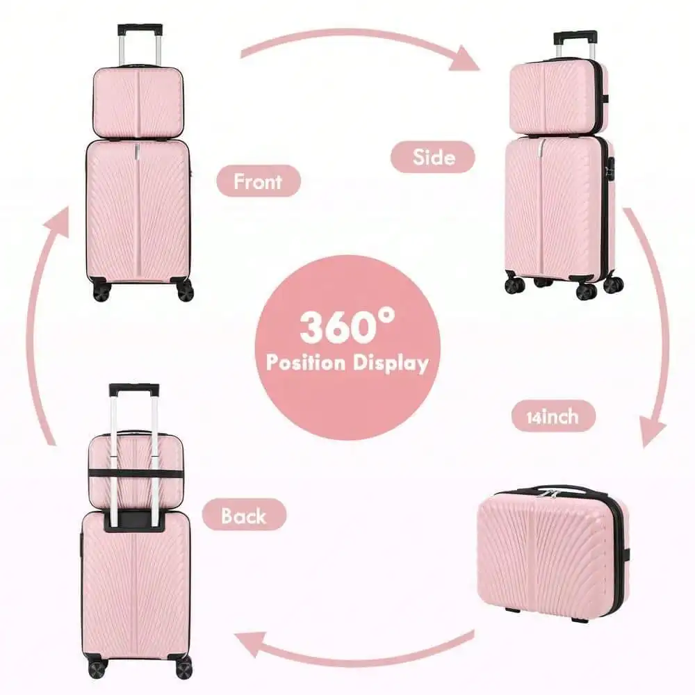 2-Piece Blue Lightweight Carry-On Spinner Luggage Set, Hardside Rolling Suitcases with 360° Silent Spinner Wheels, Airline Approved Cabin Size Luggage for Men & Women, Durable Travel Suitcase Bundle for Weekend Getaways, Short Business Trips and Family