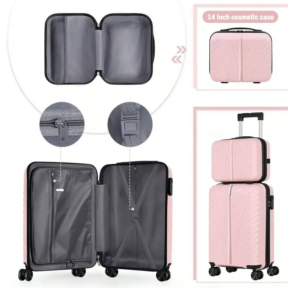 2-Piece Blue Lightweight Carry-On Spinner Luggage Set, Hardside Rolling Suitcases with 360° Silent Spinner Wheels, Airline Approved Cabin Size Luggage for Men & Women, Durable Travel Suitcase Bundle for Weekend Getaways, Short Business Trips and Family
