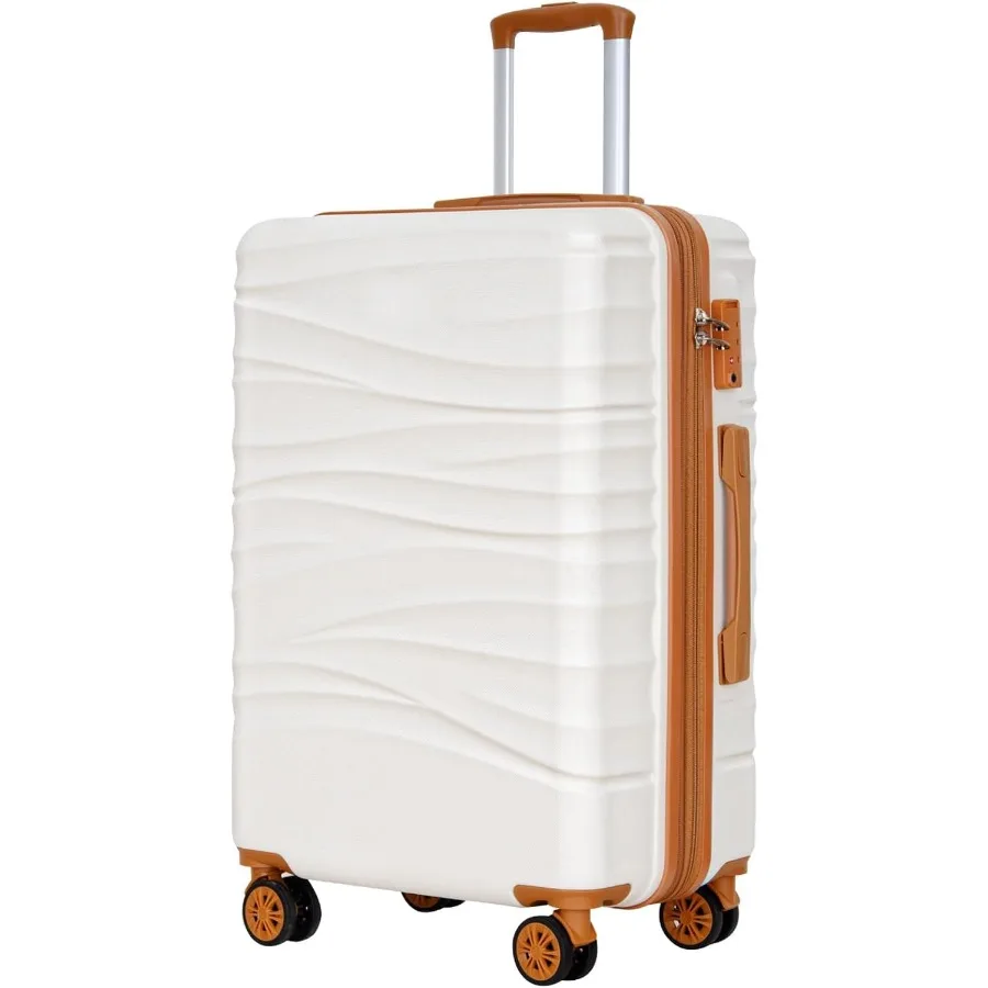 28'' Large Checked Luggage with Dual Spinner Wheels, Lightweight Hardside Travel Suitcase with PC + ABS, YKK Zipper, Scratch-Re