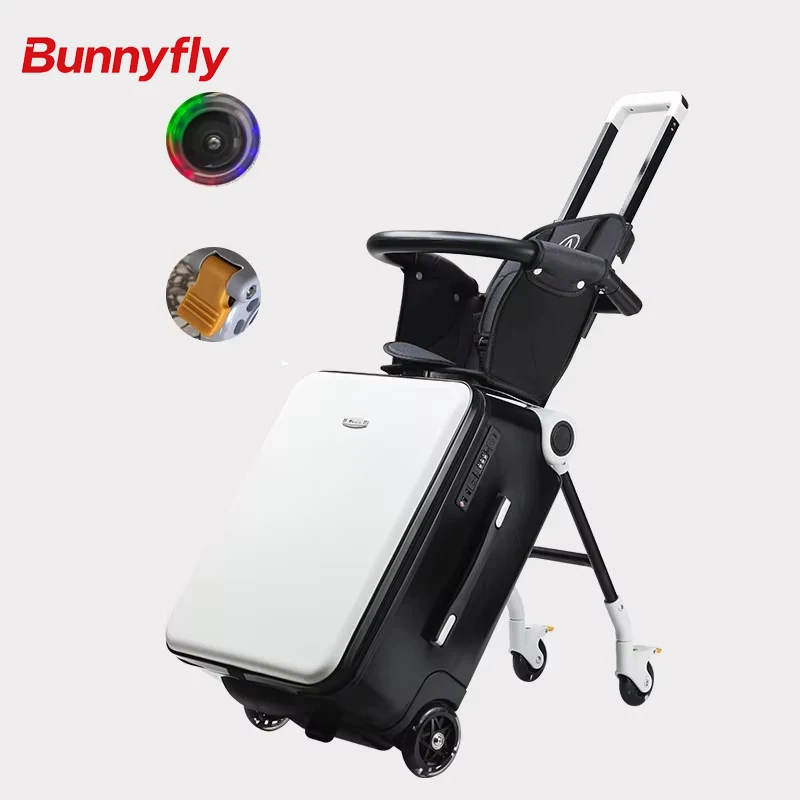 Kid Suitcase Luggage with Spinner Wheels,Large Suitcases with Child Seat Design,20 Inch Hardside Carry on Luggage for Travel