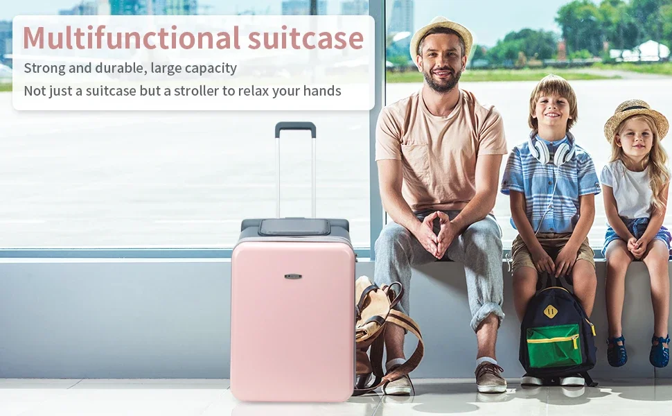 Kid Suitcase Luggage with Spinner Wheels,Large Suitcases with Child Seat Design,20 Inch Hardside Carry on Luggage for Travel