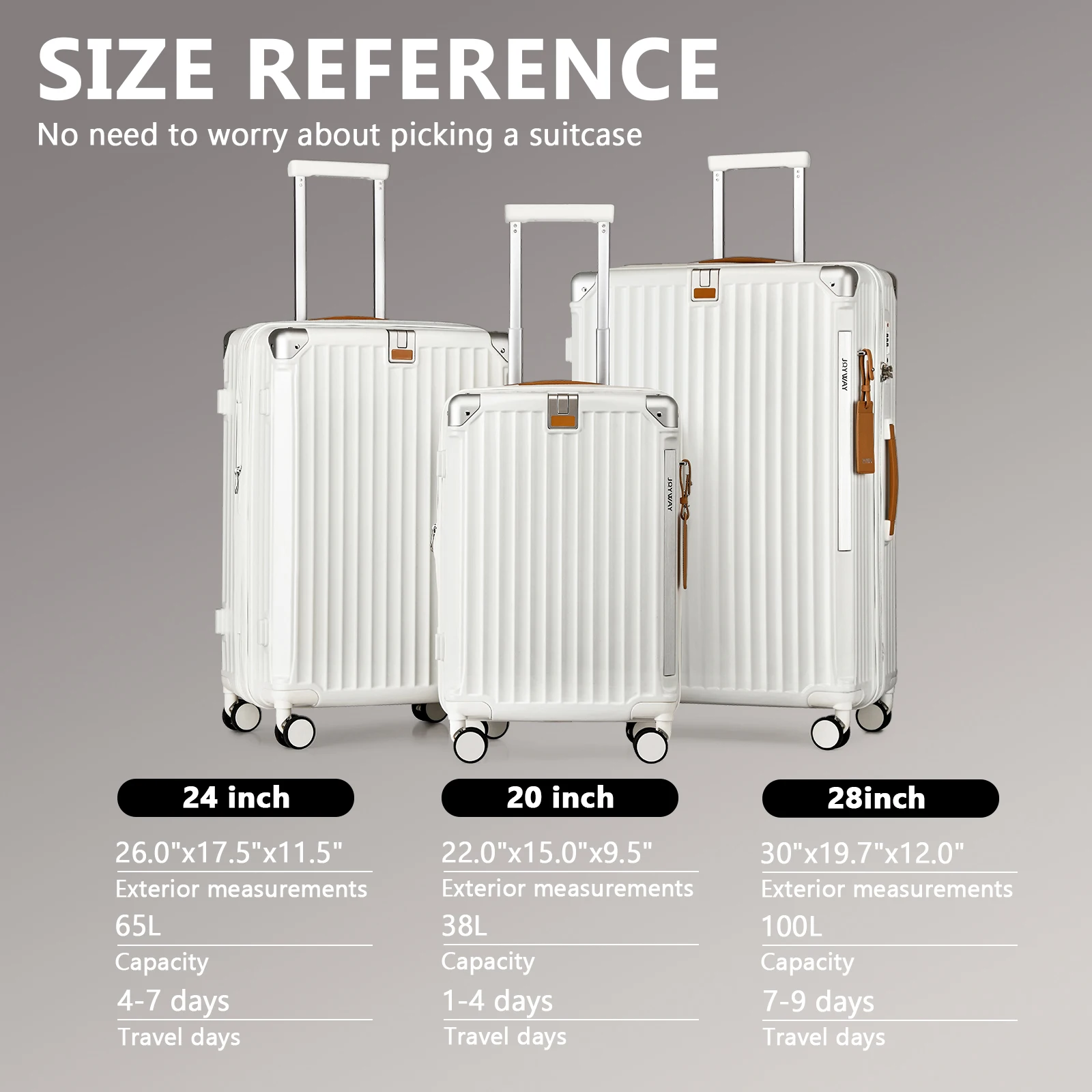 Joyway Luggage Sets 3 Piece, Expandable Suitcase with Smart Cup Holder and USB Port, Hardside Carry On Checked with TSA Lock