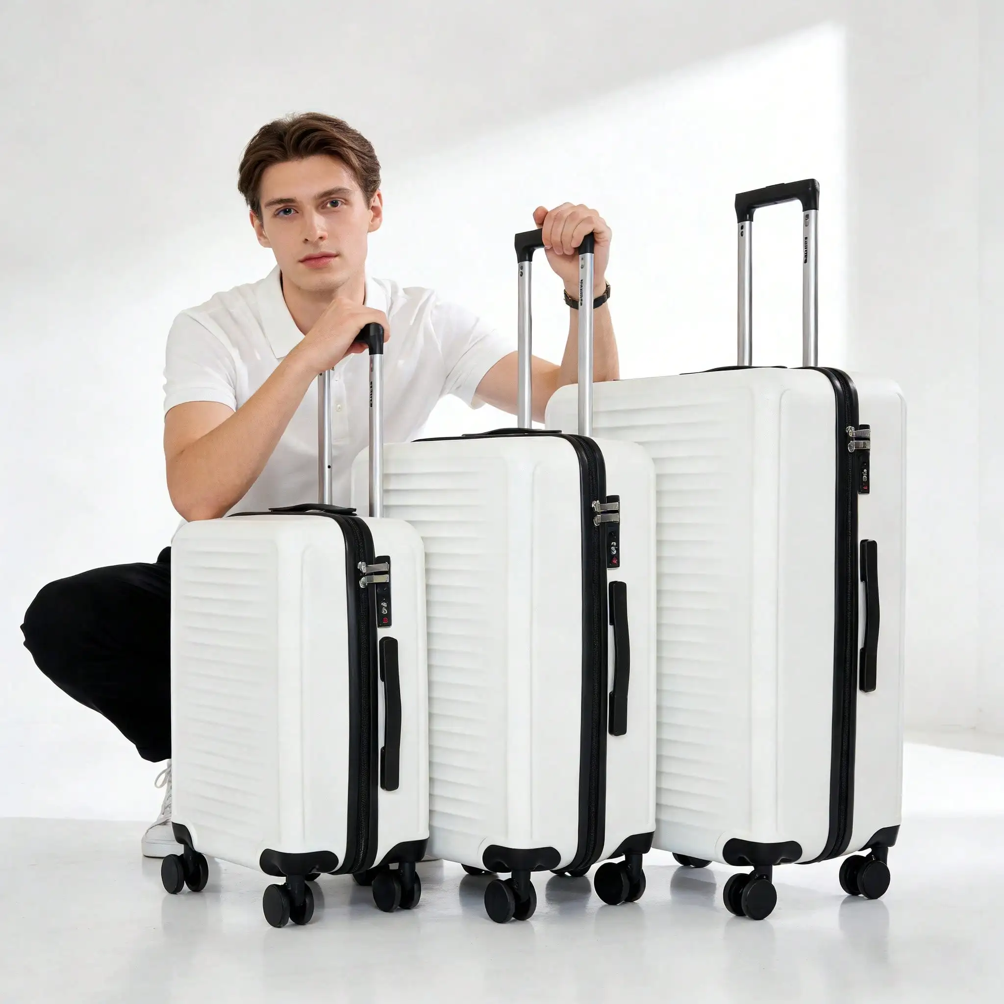3 Piece Luggage Sets, Hard Shell Lightweight Carry On Suitcase with 360° Spinner Wheels, Durable Rolling Hardside Travel Suitcase Set for Men Women, 20/24/28 Inch Trolley Luggage for Business Vacation Trip